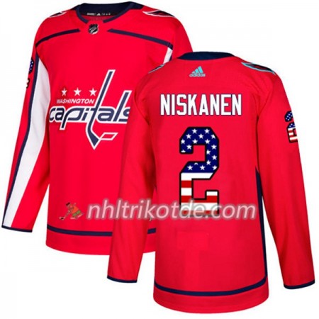 Washington Capitals Trikot Matt Niskanen 2 Adidas 2017-2018 Rot USA Flag Fashion Authentic - Herren